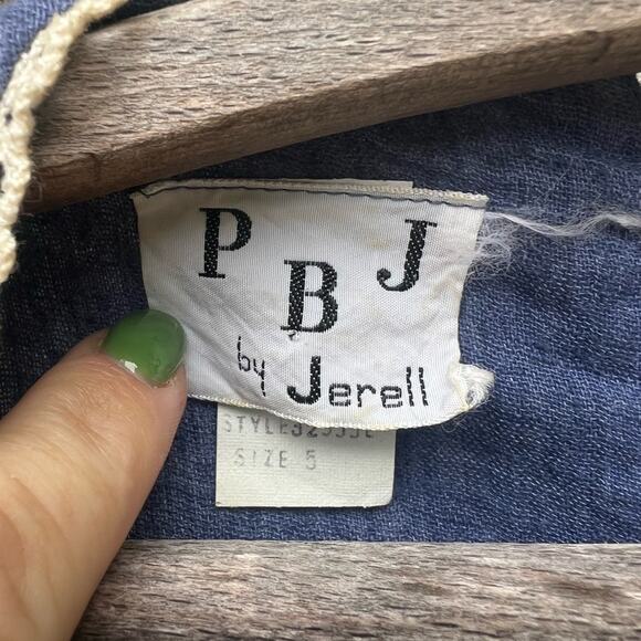 Vintage 70s Blue Crepe Lace Boho Cottagecore Prairie Maxi Dress PBJ by Jerrel 5 - Picture 5 of 6